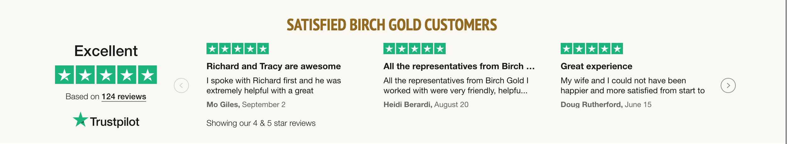 satisfied Birch Gold Group customers